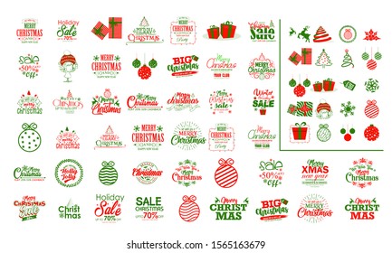 Christmas set labels, emblems and other decorative elements,Typographic  Labels, Badges and Logos