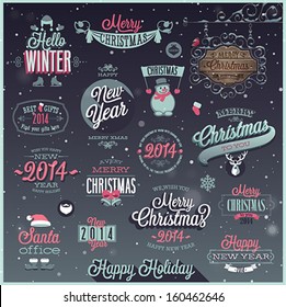 Christmas set - labels, emblems and other decorative elements.