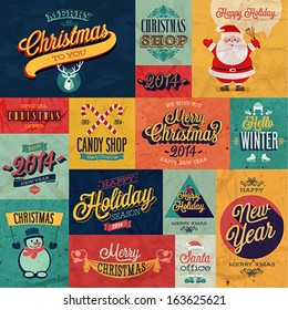 Christmas set - labels, emblems and other decorative elements.