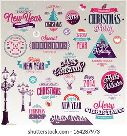 Christmas set - labels, emblems and other decorative elements.