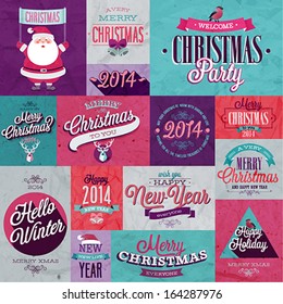 Christmas set - labels, emblems and other decorative elements.