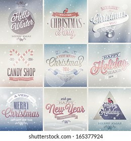 Christmas set - labels, emblems and other decorative elements.