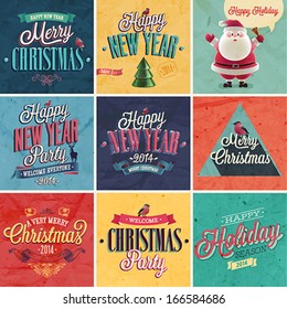 Christmas set - labels, emblems and other decorative elements.