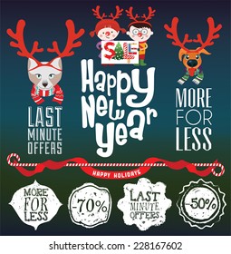 Christmas set - labels, emblems and other decorative elements.