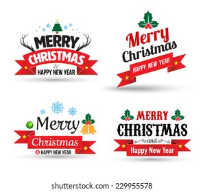 Christmas set - labels, emblems and other decorative elements.