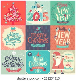 Christmas set - labels, emblems and other decorative elements.