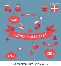 Christmas set - labels, emblems and other decorative elements.
