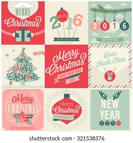 Christmas set - labels, emblems and other decorative elements.