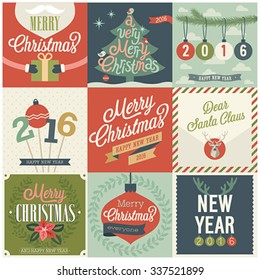 Christmas set - labels, emblems and other decorative elements.