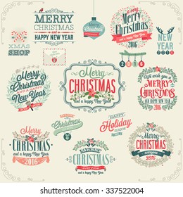 Christmas set - labels, emblems and other decorative elements.