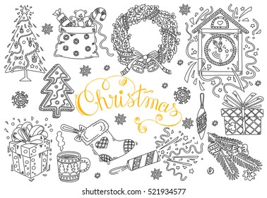 Christmas set - labels, emblems and other decorative elements