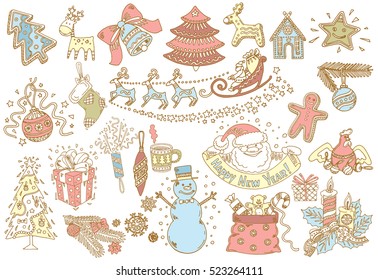 Christmas set - labels, emblems and other decorative elements