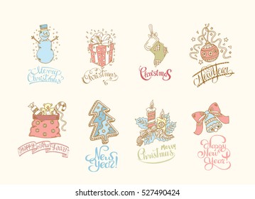 Christmas set - labels, emblems and other decorative elements