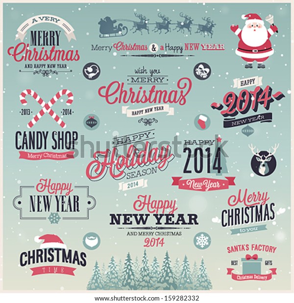 Christmas set - labels, emblems and other decorative elements.