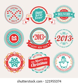 Christmas set - labels and emblems. Vector illustration.