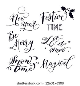 Christmas set lettering vector