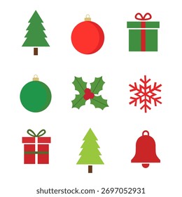 Conjunto de Navidades de Elementos geométricos minimalistas. Iconos de Navidades Abstractas en un estilo minimalista. Símbolos de vacaciones modernos para tarjetas de felicitación y carteles. colección de Vector.