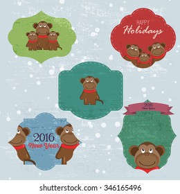 Christmas Set with Notes, Stickers, Labels, Tags with winter and christmas Illustrations and Wishes. Template for Planner, Greeting Scrap booking, Congratulations, Invitations.