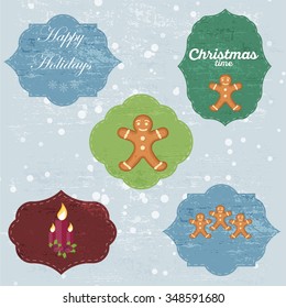 Christmas Set with Notes, Stickers, Labels, florals, Tags with winter and christmas Illustrations and Wishes. Template for Planner, Greeting Scrap booking, Congratulations, Invitations.