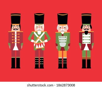 Christmas set of nutcrackers . Vector illustration. 