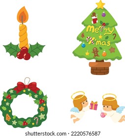 christmas set on white background vector illustration