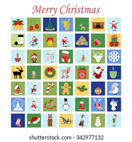 Christmas Set on the white background. Vector illustration