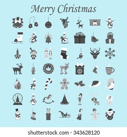 Christmas Set on the white background. Vector illustration