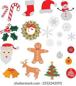 Christmas set ornaments vector illustration