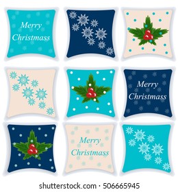 Christmas set of pillows. Pillow isolated on white background. Vector illustration