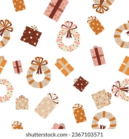 Christmas  set present seamless pattern