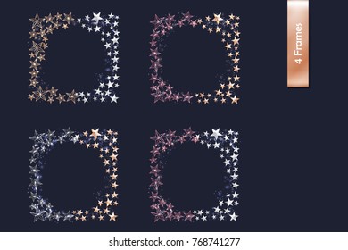 Christmas Set of Rose Gold, Gold Silver Cutout Star Borders and Christmas Tree Branch