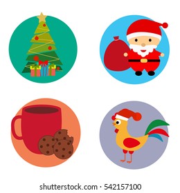 Christmas set. Santa Claus. Christmas tree. gifts . cocoa and cookies. the symbol of the new year
