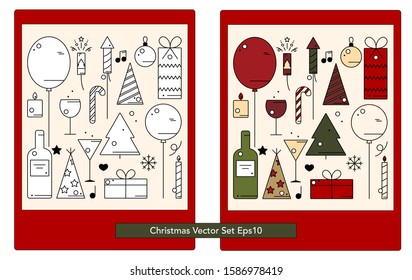 Christmas set of simple icons, colored and not