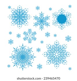 Christmas set with snowflakes. Christmas decorations isolated on white background. Vector holiday illustration, happiness concept. Web and mobile interface template. Editable. 