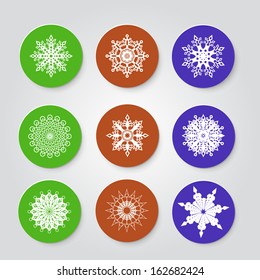 Christmas set of snowflakes icons. Vector illustration