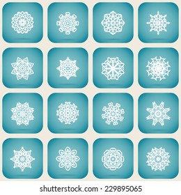 Christmas set of snowflakes, vector illustration