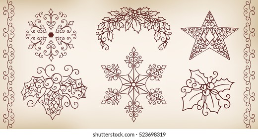 Christmas set of snowflakes. Vector illustration