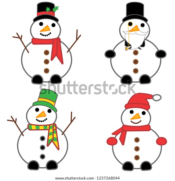 Christmas Set Snowmen Background Wallpaper Stock Vector Royalty