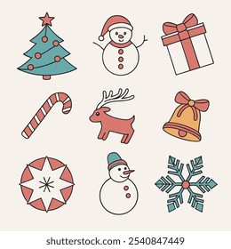 Christmas Set of Sticker Tree Santa Bell Gift