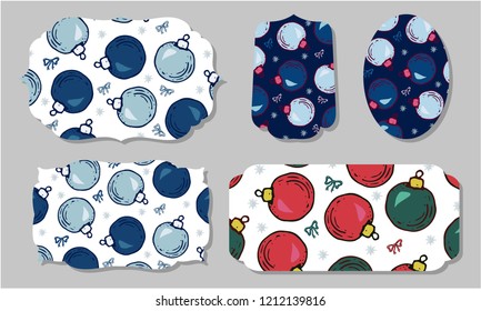 Christmas set of stickers, invitations, posters, flyers. Colorful greeting cards for Christmas and New Year