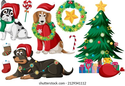Juego de Navidad con ilustración de árbol y decoraciones
