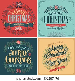 Christmas set - typographic cards for your design.