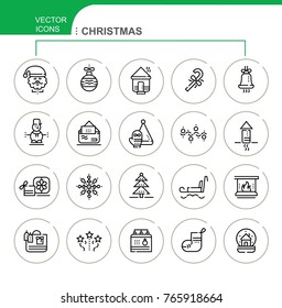 Christmas. Set of vector flat icons on a christmas theme. Holidays.