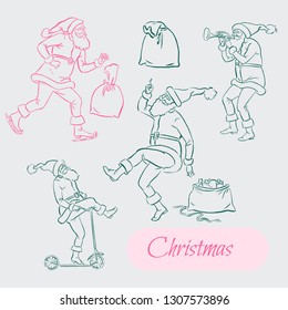 Christmas. Set of vector hand drawn illustrations