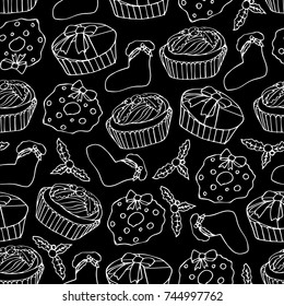 Christmas set vector illustration. Doodle style. Design, print, logo, decor, textile, paper.