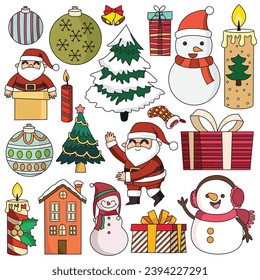 Christmas set vector illustration, suitable for sticker, icon, and graphic design elements