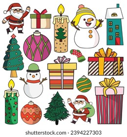 Christmas set vector illustration, suitable for sticker, icon, and graphic design elements