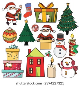 Christmas set vector illustration, suitable for sticker, icon, and graphic design elements
