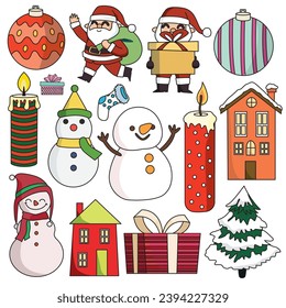 Christmas set vector illustration, suitable for sticker, icon, and graphic design elements