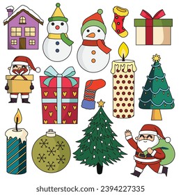 Christmas set vector illustration, suitable for sticker, icon, and graphic design elements